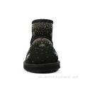 Luxus -Strass -Stiefel echter Schaffellstiefel